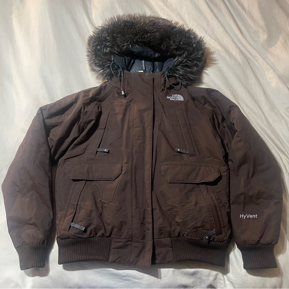 The North Face Hyvent Women’s Chocolate Brown Down Bomber Jacket Size L